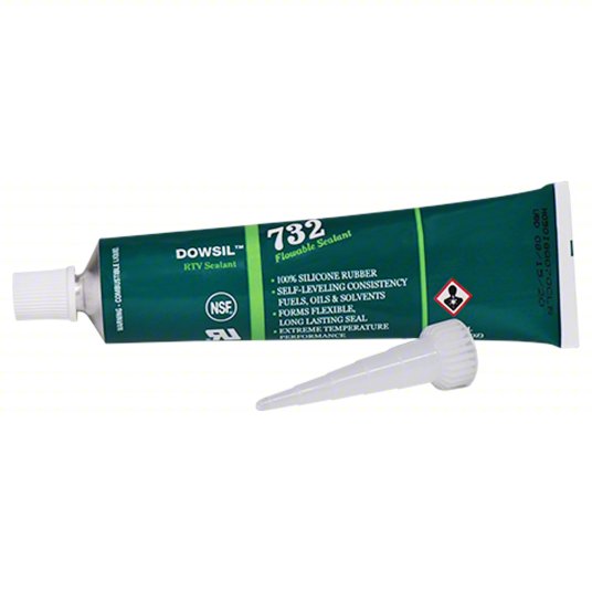 Silicone Sealant: 732, 4 oz, Tube, 501% or More Elongation Range