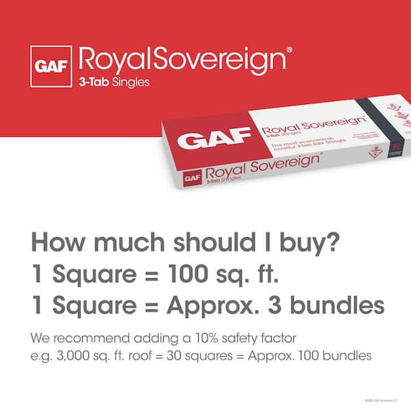 GAF Royal Sovereign Algae Resistant 3-Tab Roofing Shingles (33.33 sq. ft. per. Bundle) (26-Pieces)