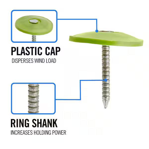 1 in. x 12D Electro-Galvanized Plastic Cap Non-Collated Roofing Nails 8.2 lbs.