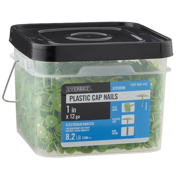 1 in. x 12D Electro-Galvanized Plastic Cap Non-Collated Roofing Nails 8.2 lbs.